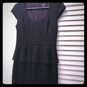 Ann Taylor Sheath Peplum Black Dress Size 0